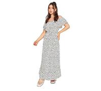 PixieGirl Petite White Polka Dot Frill Bardot Maxi Dress Petite