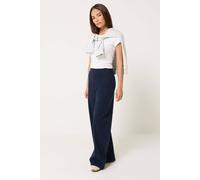 Pixiegirl Petite Wide Leg Yoga Pants In Mid Navy Mid Navy