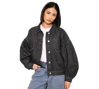 PixieGirl Petite Women's Denim Puff Sleeve Jacket
