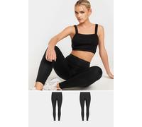 PixieGirl Women's Petite 2 Pack Basic Leggings in Black | Size: 8 PixieGirl Black 8