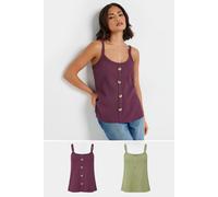 PixieGirl Women's Petite 2 Pack Cami Vest Tops in Light Green | Size: 10 PixieGirl Light Green 10