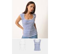 PixieGirl Women's Petite 2 Pack Stripe Vest Tops | Size: 10 PixieGirl Multicolor 10