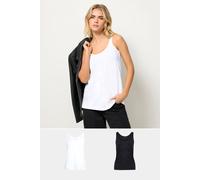 PixieGirl Women's Petite 2 Pack Vest Tops in Black | Size: 8 PixieGirl Black 8