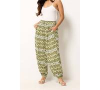 PixieGirl Women's Petite Abstract Harem Trousers in Green | Size: 14S PixieGirl Green 14S