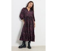PixieGirl Women's Petite Abstract Midi Dress in Burgundy | Size: 10