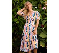 PixieGirl Women's Petite Abstract Puff Sleeve Maxi Dress in Pink | Size: 14