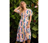 PixieGirl Women's Petite Abstract Puff Sleeve Midaxi Dress in Pink | Size: 8 PixieGirl Pink 8