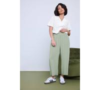 PixieGirl Women's Petite Acid Wash Cropped Trousers in Light Green | Size: 14