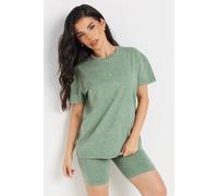 PixieGirl Women's Petite Acid Wash T-Shirt & Cycling Short Co-Ord in Green | Size: 8 PixieGirl Green 8