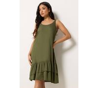 PixieGirl Women's Petite Asymmetric Frill Midi Dress in Olive | Size: 8 PixieGirl Olive 8