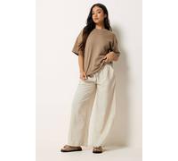 PixieGirl Women's Petite Beaded Wide Leg Trousers in Natural | Size: 14S
