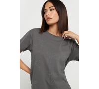 PixieGirl Women's Petite Bow Studded T-Shirt in Grey | Size: 12 PixieGirl Grey 12