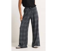 PixieGirl Women's Petite Check Brushed Wide Leg Trousers in Dark Grey | Size: 8 PixieGirl Dark Grey 8