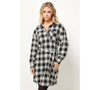 PixieGirl Women's Petite Check Print Shirt Dress in Black | Size: 12
