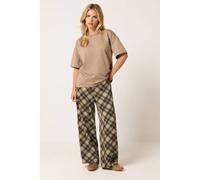 PixieGirl Women's Petite Check Print Wide Leg Trousers in Brown | Size: 10S PixieGirl Brown 10S