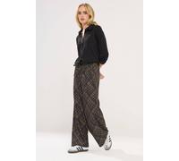 PixieGirl Women's Petite Check Wide Leg Trousers in Chocolate | Size: 16 PixieGirl Chocolate 16