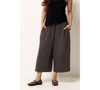 PixieGirl Women's Petite Cheesecloth Cropped Wide Leg Trousers in Chocolate | Size: 8