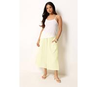 PixieGirl Women's Petite Cheesecloth Cropped Wide Leg Trousers in Lemon | Size: 12