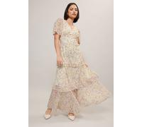 PixieGirl Women's Petite Chiffon Floral Maxi Dress in Yellow | Size: 10 PixieGirl Yellow 10