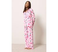 PixieGirl Women's Petite Christmas Stripe Print Pyjama Set in Pink | Size: 6/8