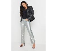 PixieGirl Women's Petite Coated Jeans in Metallic Silver | Size: 14 PixieGirl Metallic Silver 14