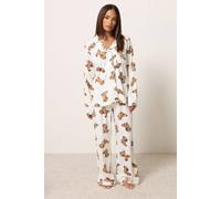 PixieGirl Women's Petite Cockapoo Print Pyjama Set in Ivory | Size: 12/14