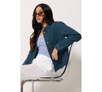 PixieGirl Women's Petite Collarless Denim Jacket in Blue | Size: 14 PixieGirl Blue 14