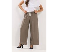 PixieGirl Women's Petite Contrast Waist Wide Leg Trousers in Light Brown | Size: 16S