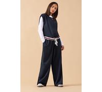 PixieGirl Women's Petite Contrast Wide Leg Trousers in Dark Navy | Size: 12 PixieGirl Dark Navy 12