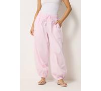 PixieGirl Women's Petite Cotton Poplin Barrel Leg Trousers in Baby Pink | Size: 12S