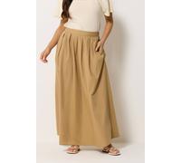 PixieGirl Women's Petite Cotton Poplin Maxi Skirt in Camel | Size: 12