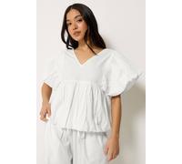 PixieGirl Women's Petite Cotton Puff Sleeve Top in White | Size: 10