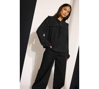 PixieGirl Women's Petite Crinkle Tie Neck Blouse in Black | Size: 8 PixieGirl Black 8