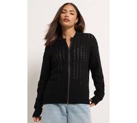 PixieGirl Women's Petite Crochet Bomber Cardigan in Black | Size: 6-8 PixieGirl Black 6-8