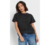 PixieGirl Women's Petite Crochet Hem T-Shirt in Black | Size: 8 PixieGirl Black 8