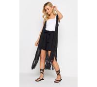 PixieGirl Women's Petite Crochet Longline Waistcoat in Black | Size: 6-8 PixieGirl Black 6-8