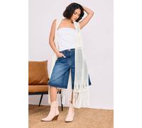 PixieGirl Women's Petite Crochet Longline Waistcoat in Ivory | Size: 10/12