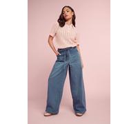 PixieGirl Women's Petite Crochet Polo Top in Pink | Size: 12-14 PixieGirl Pink 12-14