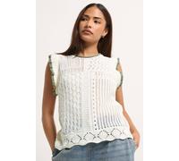 PixieGirl Women's Petite Crochet Vest Top in Ivory | Size: 12/14