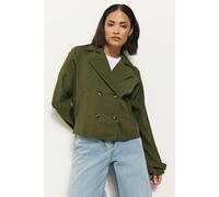 PixieGirl Women's Petite Cropped Trench Coat in Green | Size: 12 PixieGirl Green 12