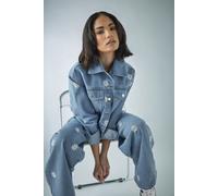 PixieGirl Women's Petite Daisy Embroidered Denim Jacket in Blue | Size: 12 PixieGirl Blue 12