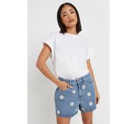 PixieGirl Blue Denim Daisy Embroidered Shorts Petite