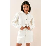 PixieGirl Women's Petite Denim Mini Skirt in Cream | Size: 8 PixieGirl Cream 8