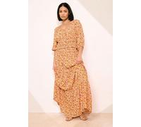 PixieGirl Women's Petite Ditsy Floral Maxi Skirt in Orange | Size: 14 PixieGirl Orange 14