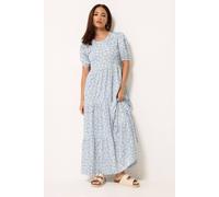 PixieGirl Women's Petite Ditsy Tiered Maxi Dress in Light Blue | Size: 6