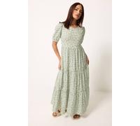 PixieGirl Women's Petite Ditsy Tiered Maxi Dress in Light Green | Size: 10