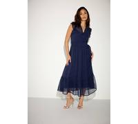 PixieGirl Women's Petite Dobby Midi Dress in Dark Navy | Size: 12 PixieGirl Dark Navy 12