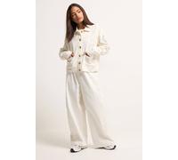 PixieGirl Women's Petite Embroidered Wide Leg Trousers in Ivory | Size: 8S