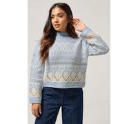 PixieGirl Women's Petite Fairisle Knit Jumper in Blue | Size: 12-14 PixieGirl Blue 12-14