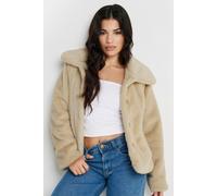 PixieGirl Women's Petite Faux Fur Coat in Light Beige | Size: 14 PixieGirl Light Beige 14